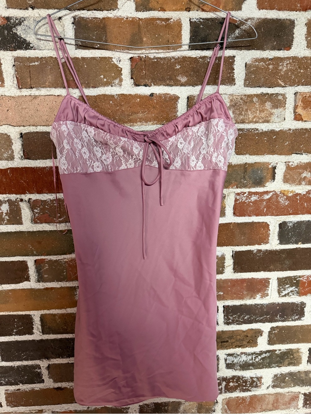 Urban Outfitters Dusty Rose Lace-Trim Slip Dress